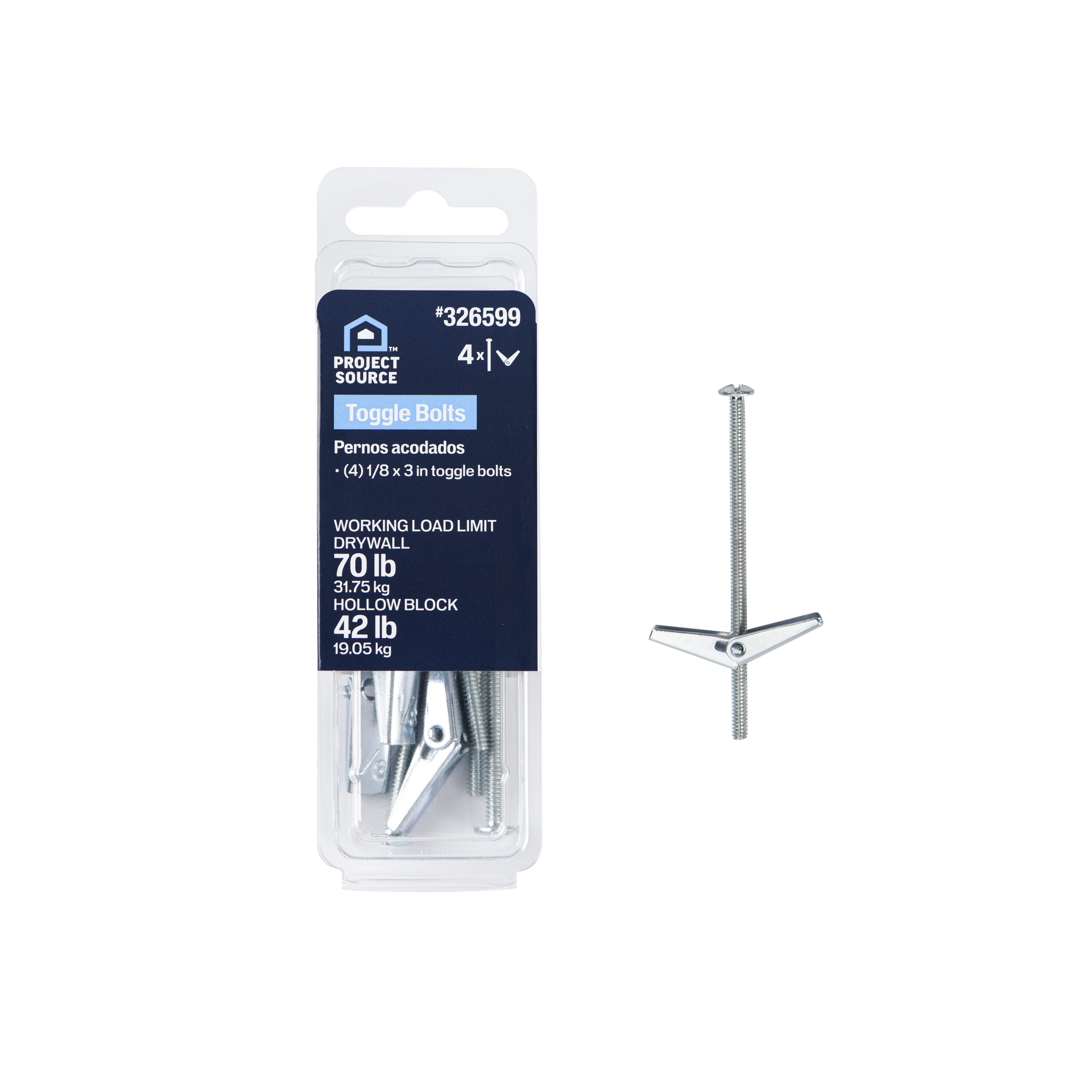 Project Source 1/8-in x 3-in Zinc-plated Interior Anchor Bolt (4