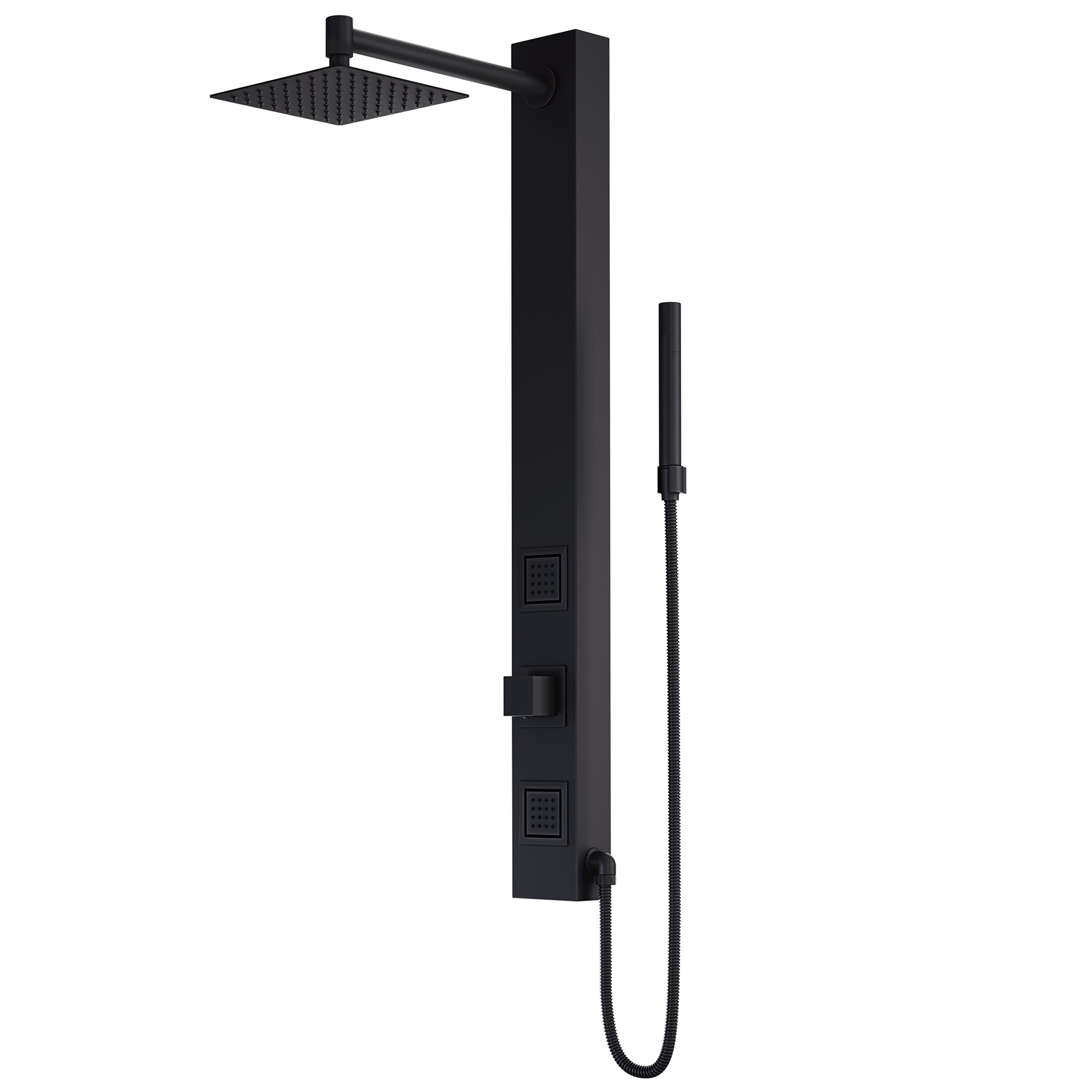 VIGO Orchid Matte Black 8-in Waterfall Shower Panel System with 3