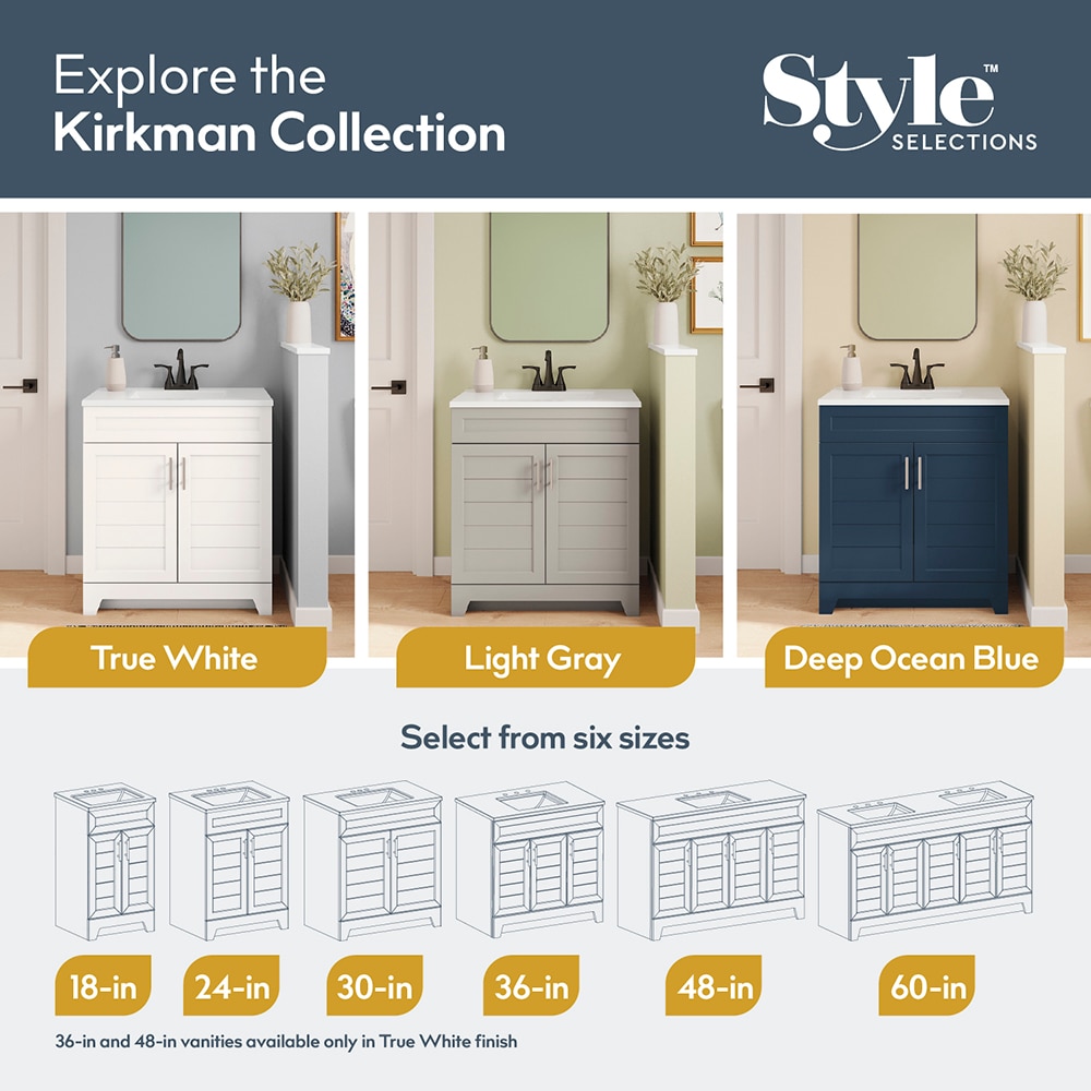 Style Selections Kirkman 18-in True White Single Sink Bathroom