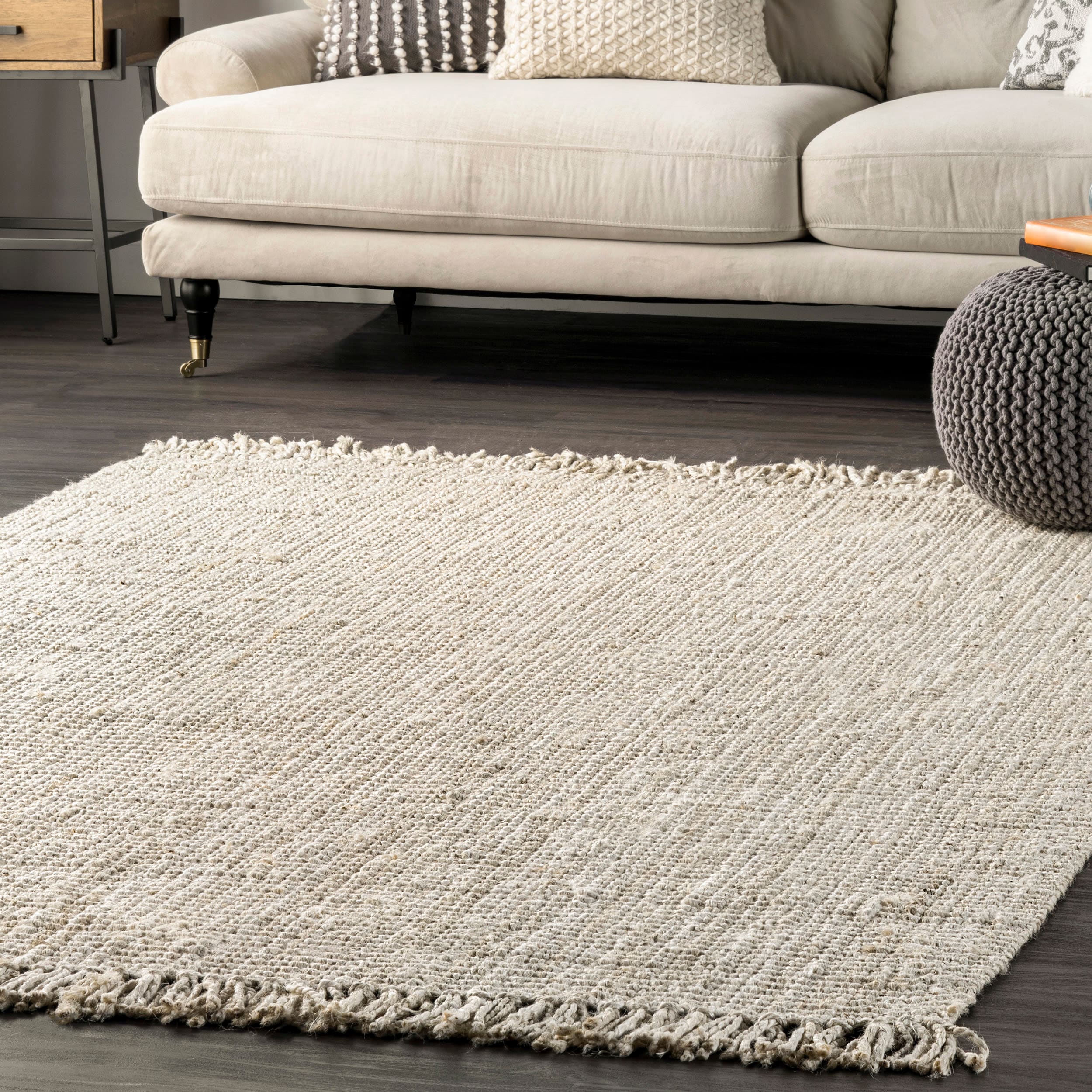 nuLOOM Natura 5 X 8 (ft) Jute Off White Indoor Solid Area Rug