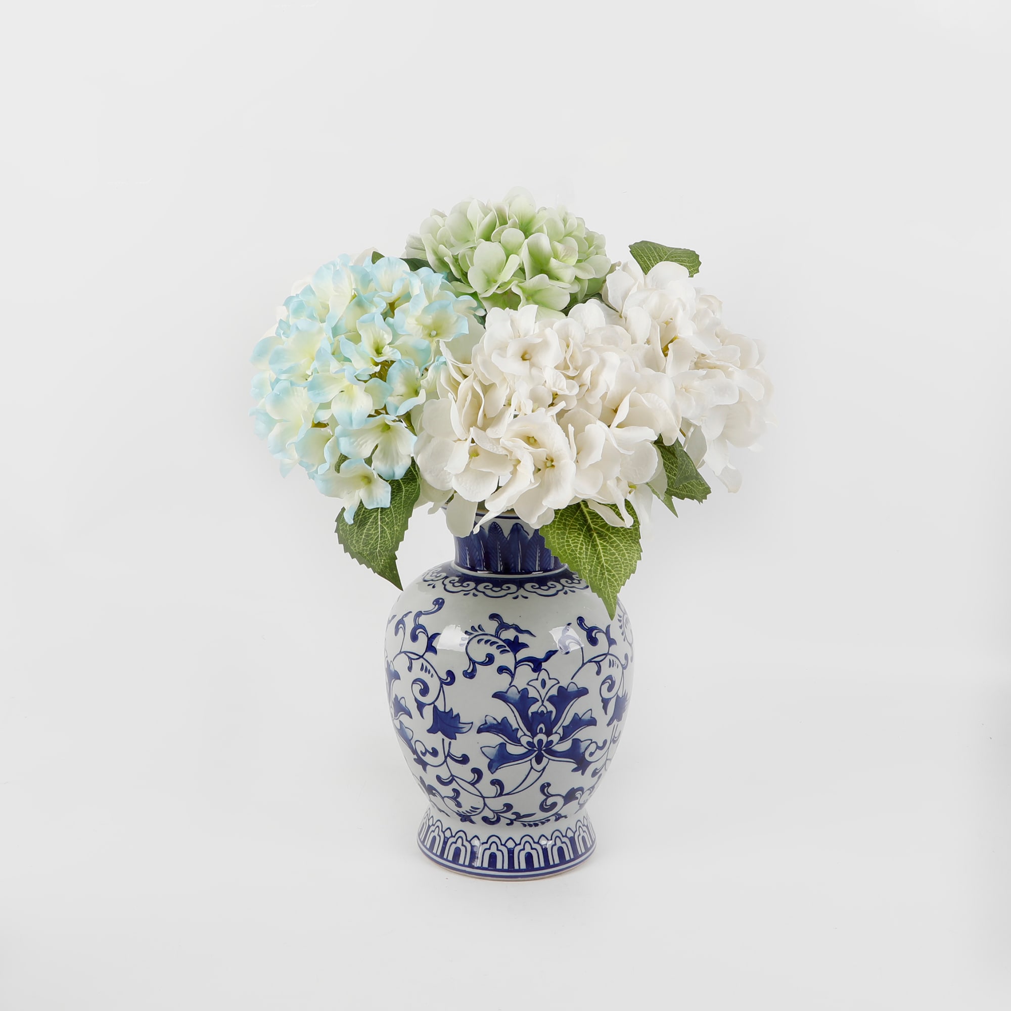 allen + roth 7.5-in Blue, White, Green Indoor Hydrangea Artificial