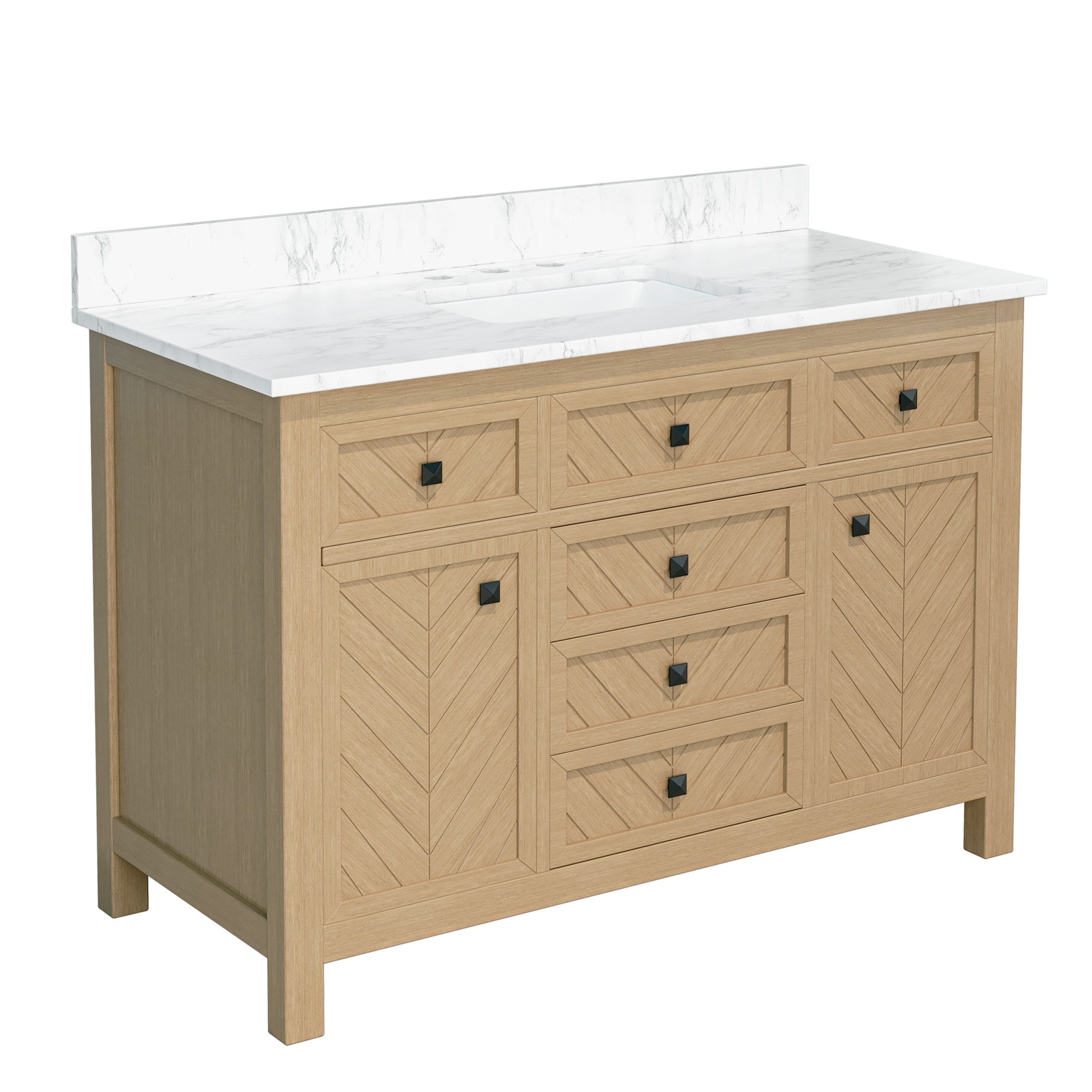 VOUA Bathroom Vanity with Top 48-in Deep Wood Grain Single Sink