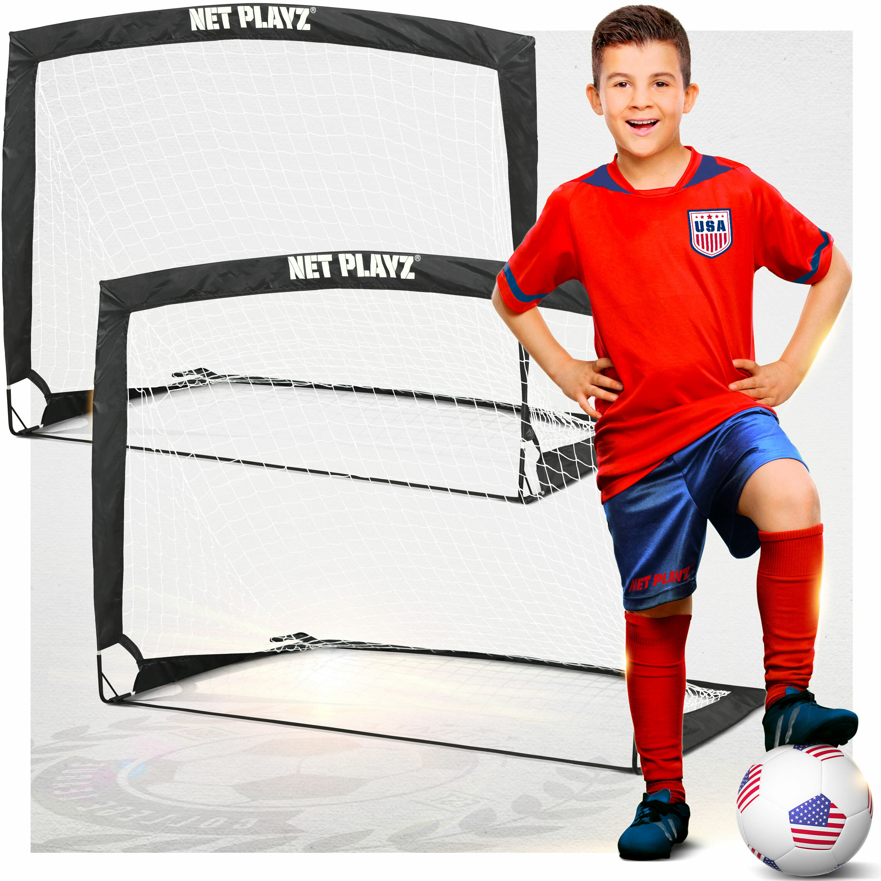 NET PLAYZ Portable Pop-up Backyard Soccer Goals Nets - Black
