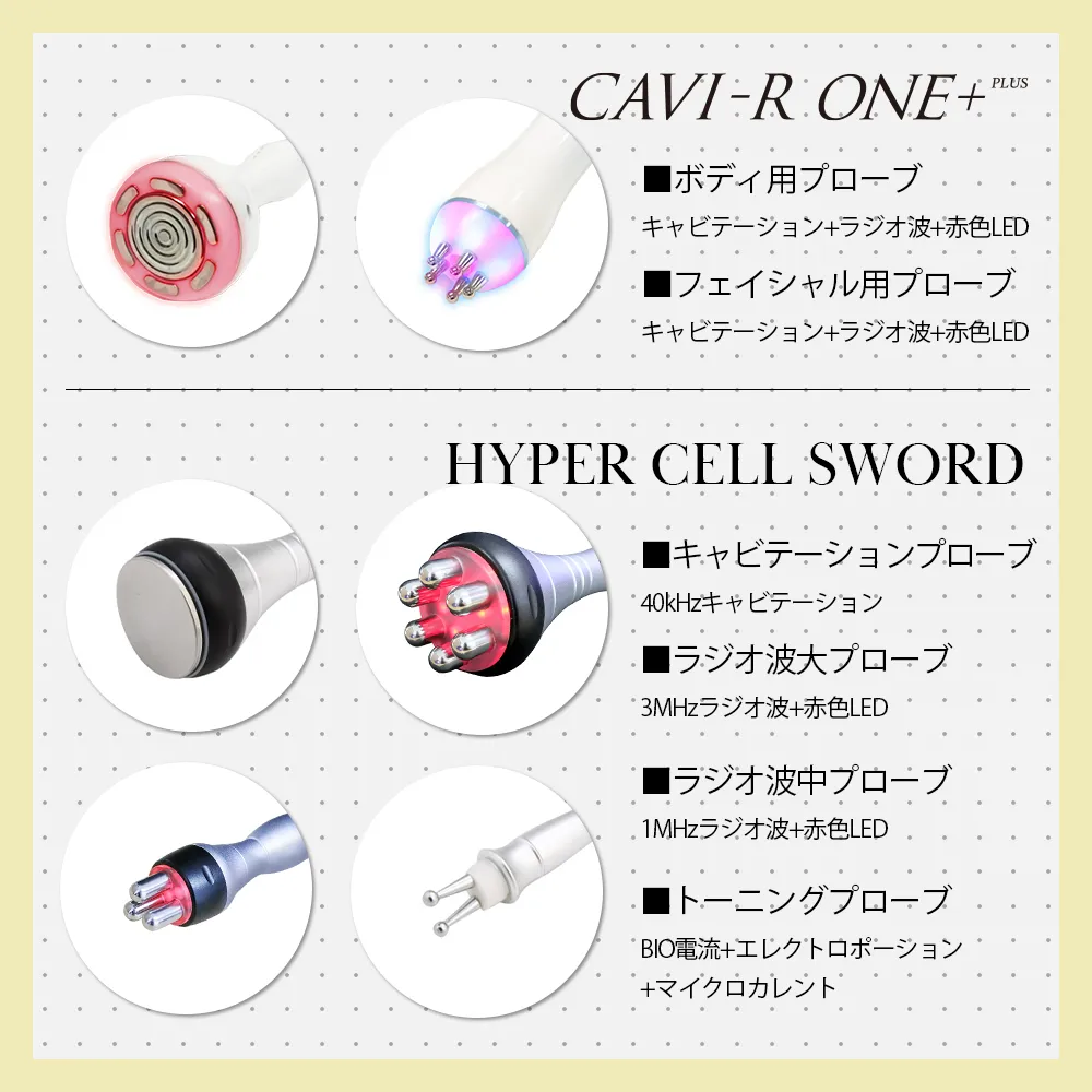 大人気キャビテーションマシン「CAVI-R ONE+」と「HYPER CELL SWORD