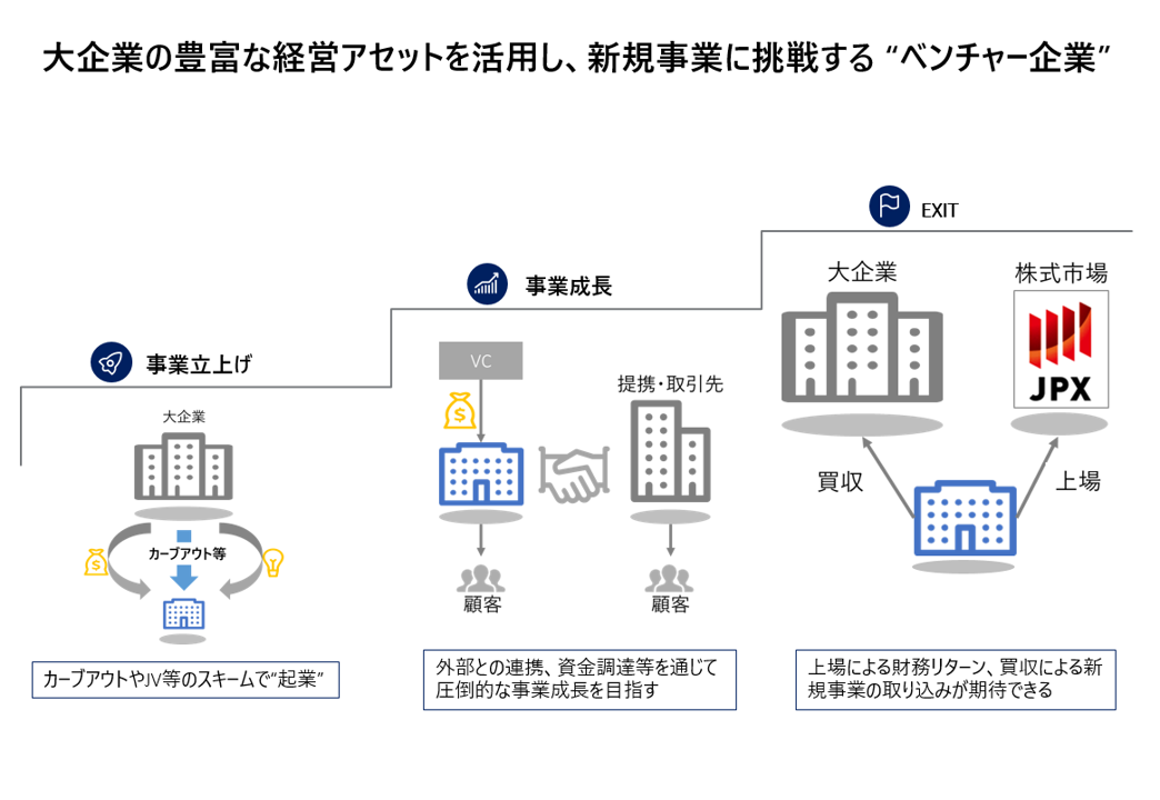 大企業発ベンチャー】眠れる豊富な資産を活用。大企業発ベンチャーが
