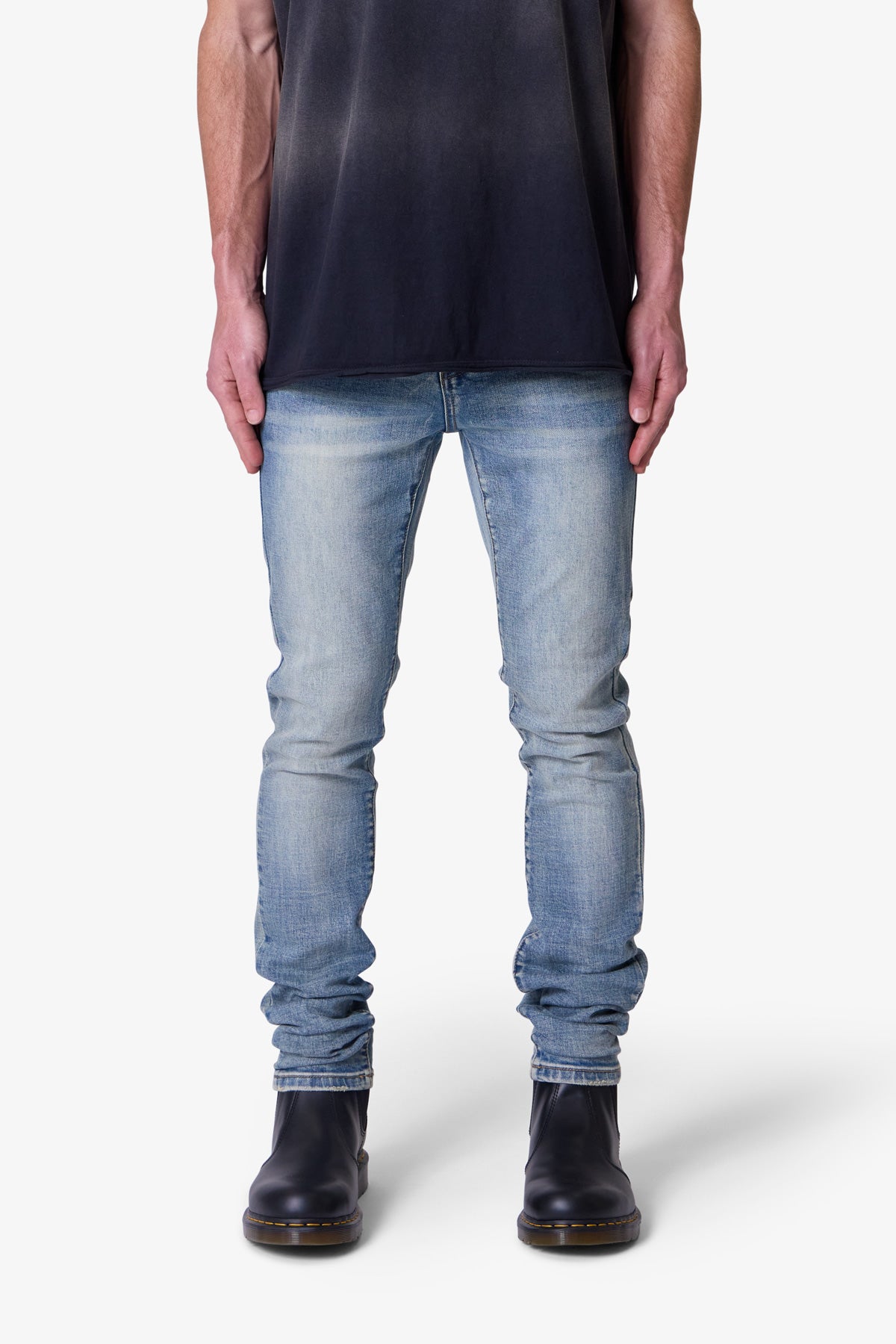 X598 Skinny Stacked Denim - Blue | mnml | shop now