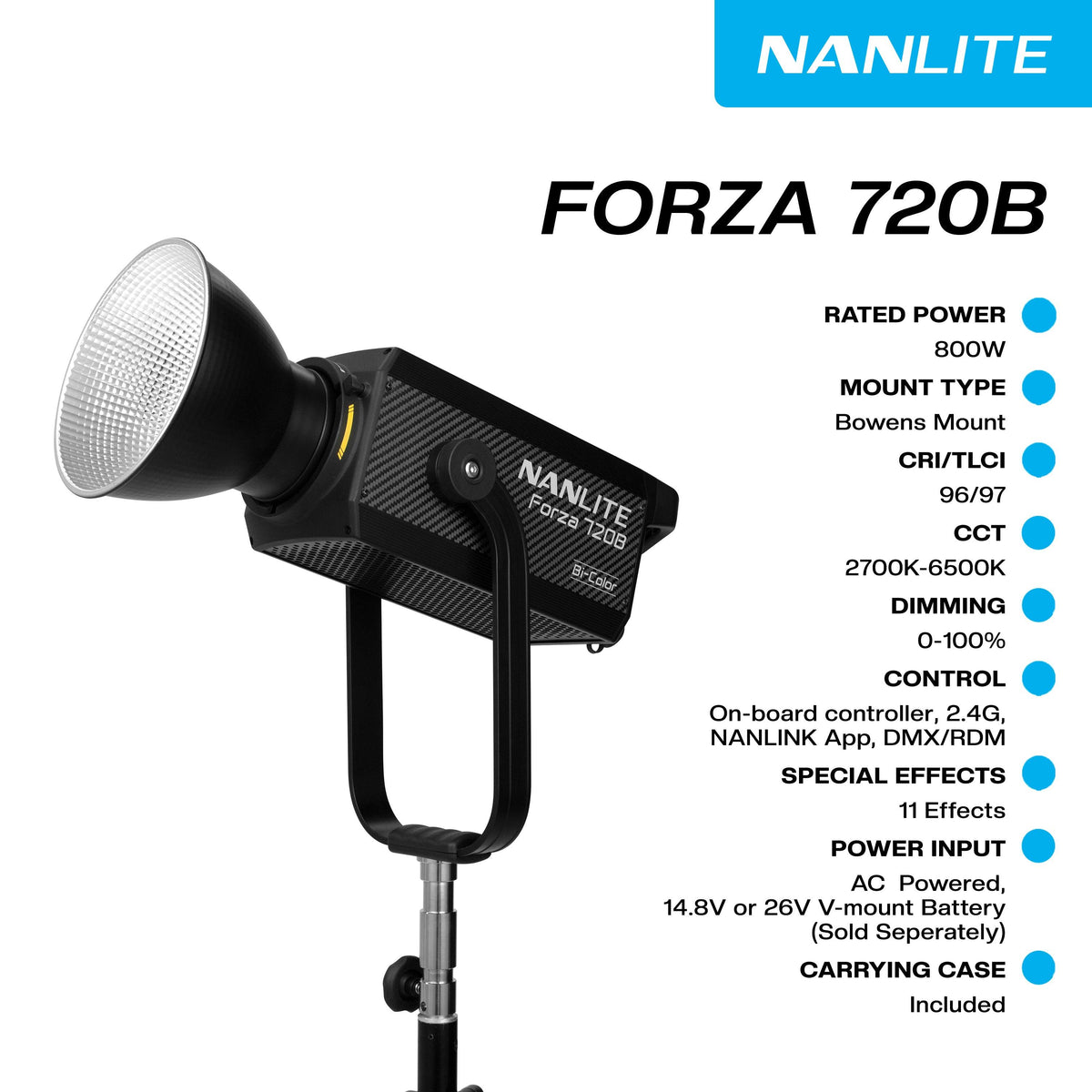 NANLITE Forza 720B 800W Bicolor LED Spot light System | Foraza720B