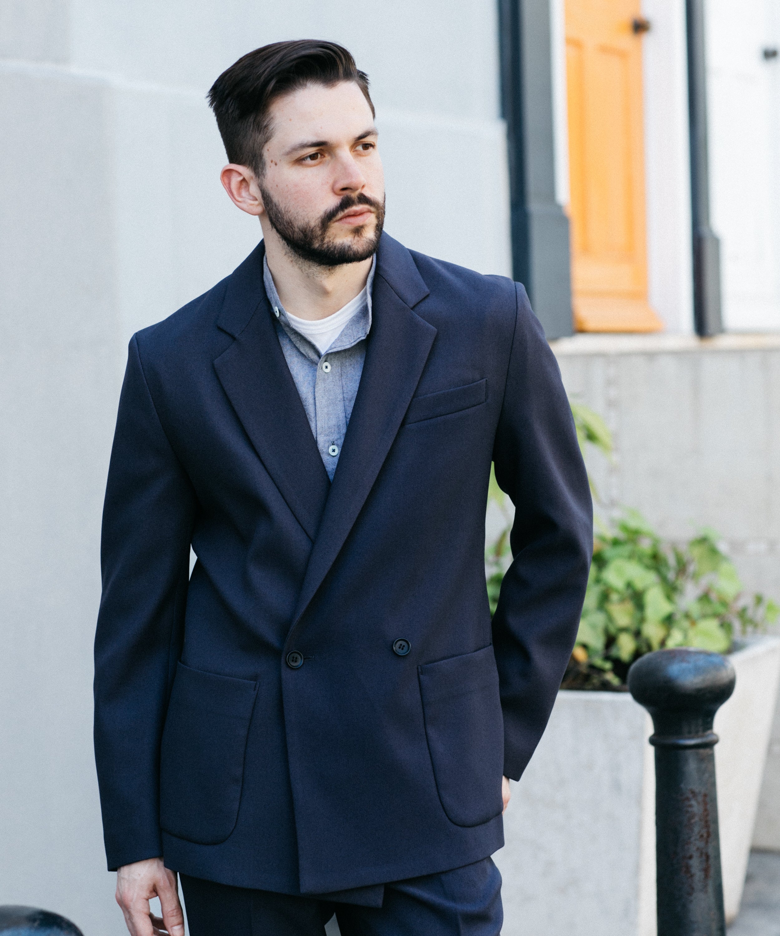 MR.OLIVE / RETRO POLYESTER TWILL / 2B DOUBLE BREASTED JACKET – MR