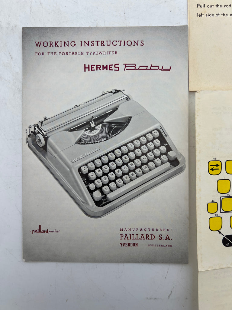Baby Hermes Typewriter Manual user Instructions