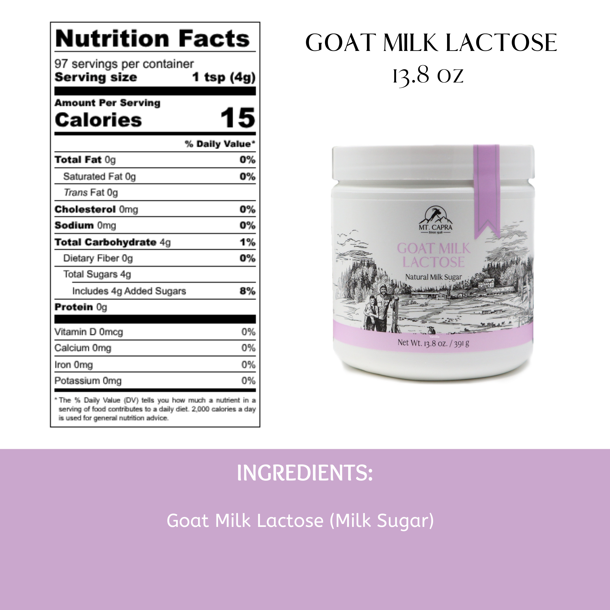 Goat Milk Lactose - Capra Lactose – Mt. Capra
