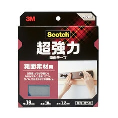スコッチ® 超強力両面テープ 粗面素材用 薄手タイプ PRO-19R, 灰, 19