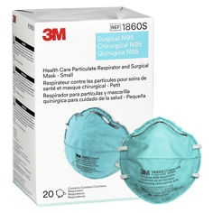 3M™ N95微粒子用マスク 1860S, スモールサイズ, 20 枚/箱, 6 箱/ケース