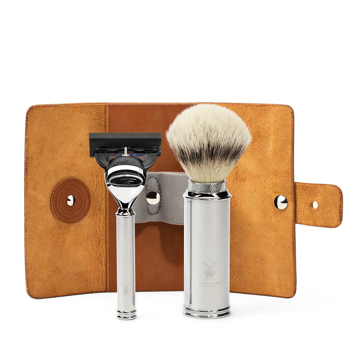 Travel Vegetable-Tanned Cowhide Travel Case Fusion Razor & Travel