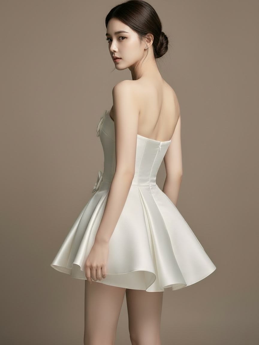 3Dフラワーサテンミニドレス［m054］ – Musele