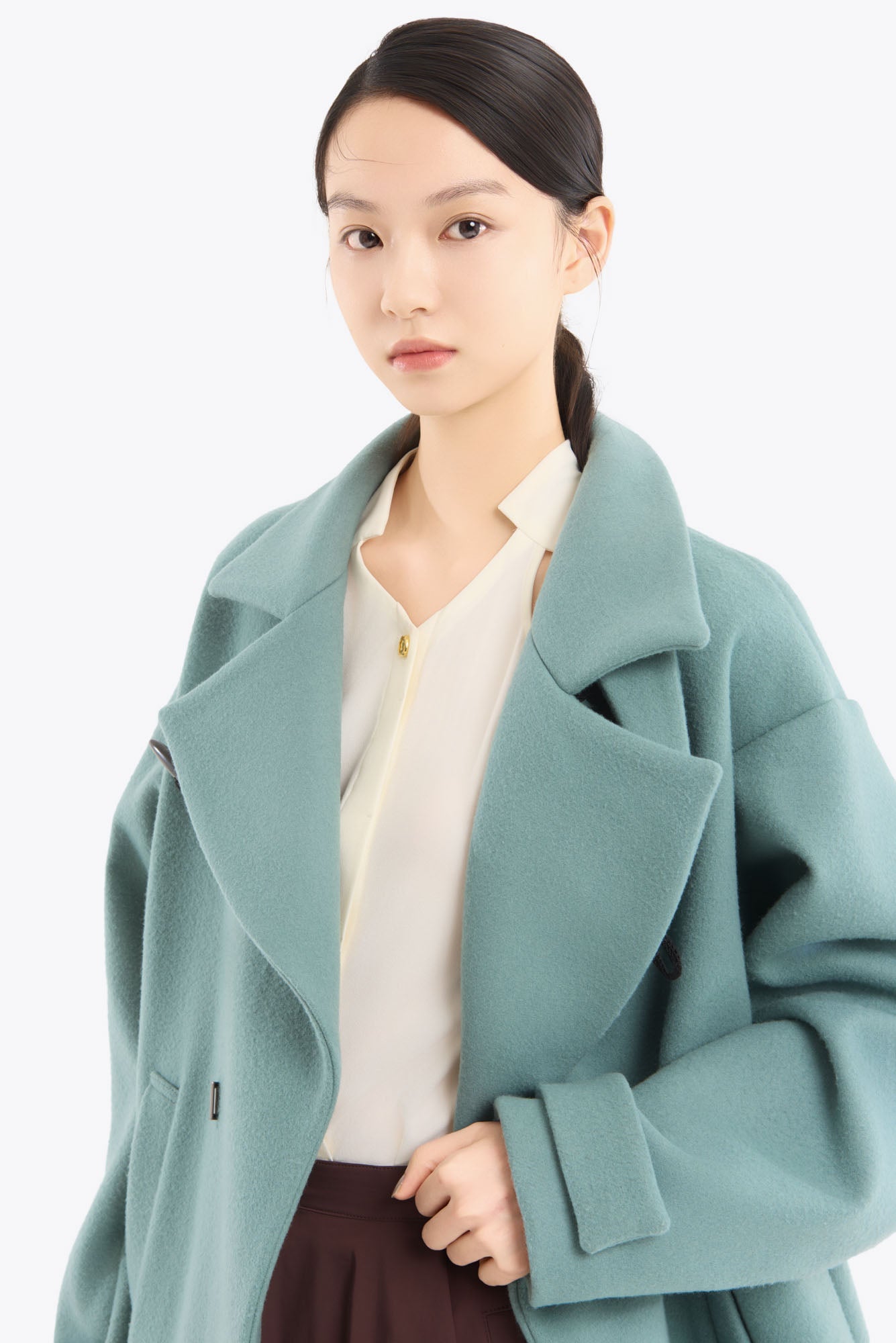 Trillium embroidered wool coat