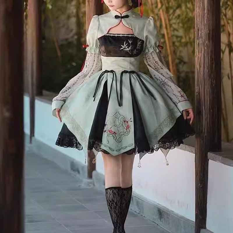 ミントグリーン中華ロリータワンピース（ 華ロリ）｜マイチャイナ