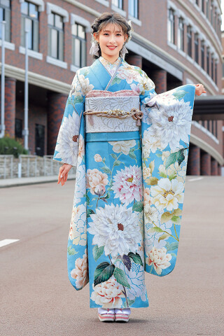 花いち都屋の振袖 /水色/エレガント/花柄/ 032 | My振袖