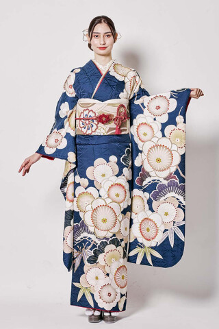 鈴乃屋の振袖 /紺色/古典/熨斗柄/ MK-1501 | My振袖