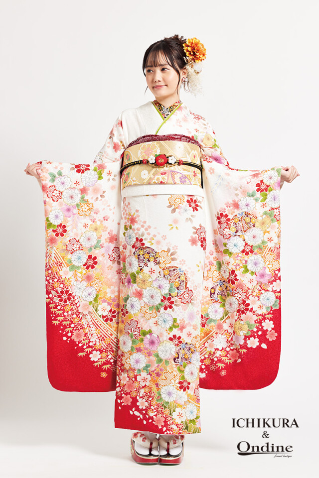 振袖専門店 一蔵の振袖 /白色/赤色/古典/桜柄/ E-1002 | My振袖