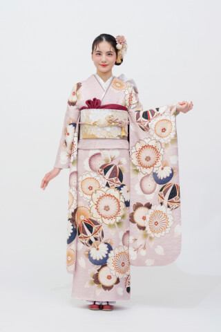 京都きもの友禅の振袖 /ピンク色/キュート/桜柄/ No.1160 正絹 京友禅