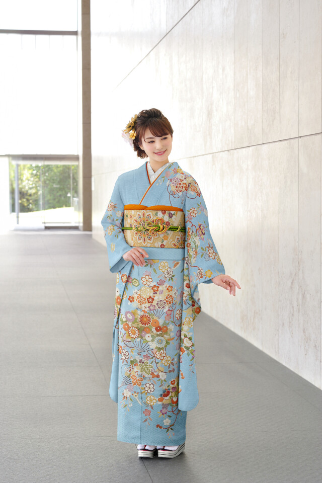 振袖専門店あかねの振袖 /水色/水色/古典/花柄/ 京友禅振袖 | My振袖