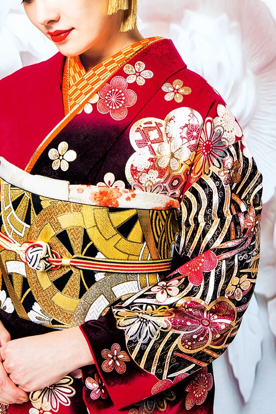 BLANCHE むつ ササキ美容院店の振袖 /赤色/黒色/古典/桜柄/ JROSSO