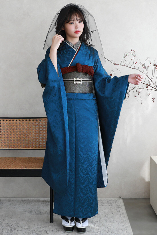 きよたにやby和なでしこの振袖 /青色/青色/クール/無地柄/ 振袖フル