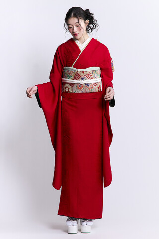 振袖KAPUKIの振袖 /赤色/シルバー色/クール/蝶柄/ 蝶乱舞赤 | My振袖