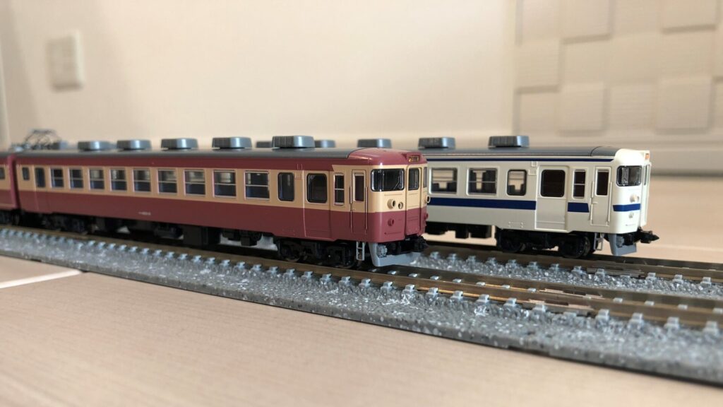 JR九州 475系電車（九州色、復活国鉄色） 11年ぶりの試運転（TOMIX