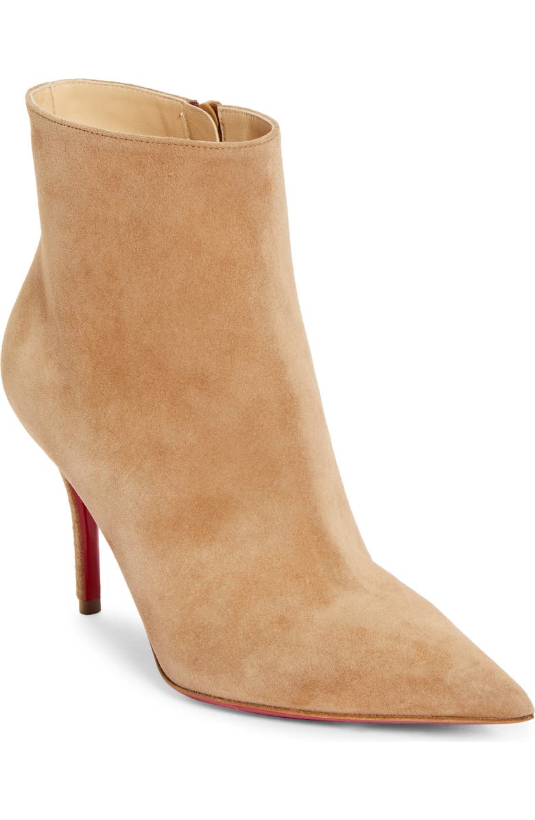 Christian Louboutin Apostropha Pointed Toe Suede Bootie (Women