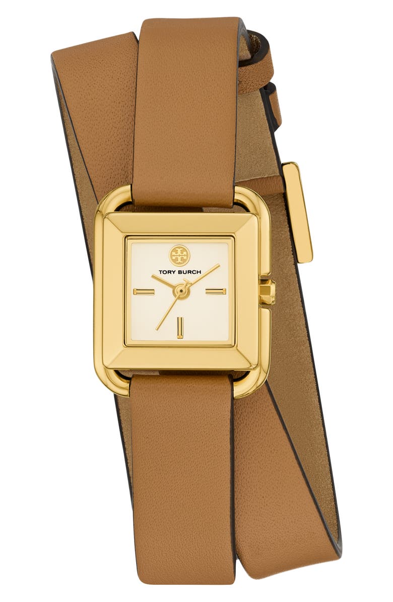Tory Burch The Small Kira Double Wrap Leather Strap Watch, 18mm x