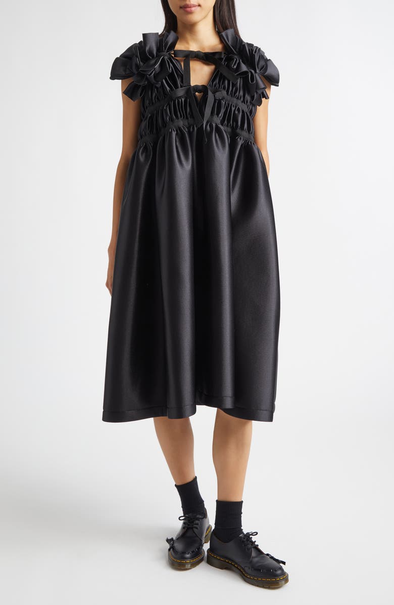 Tao Comme des Garçons Bow Detail Shirred Tricot Midi Dress | Nordstrom