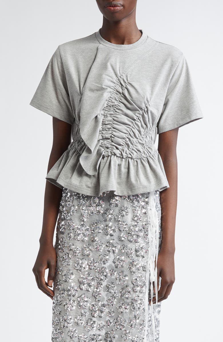 Cecilie Bahnsen Ace Smocked Jersey Peplum Top | Nordstrom