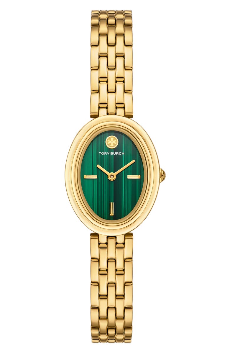 Tory Burch The Oval Malachite Bracelet Watch, 22mm x 28mm | Nordstrom