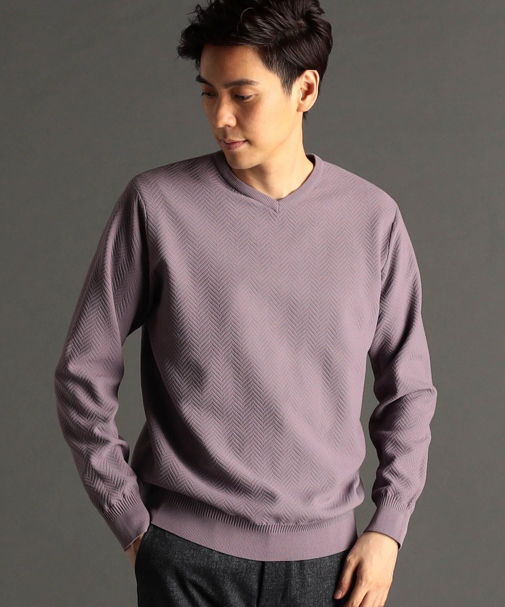 ヘリンボンジャカード Vネックニット｜プルオーバー｜ニコル公式通販