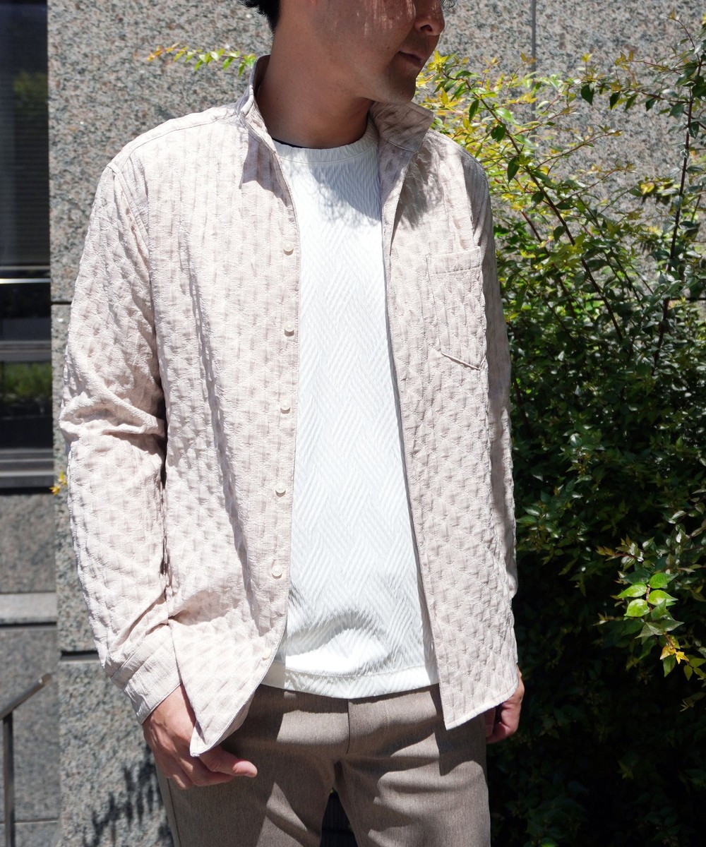 つるこ様シャツ36 カラーコーティングスタンドカラーシャツ｜長袖