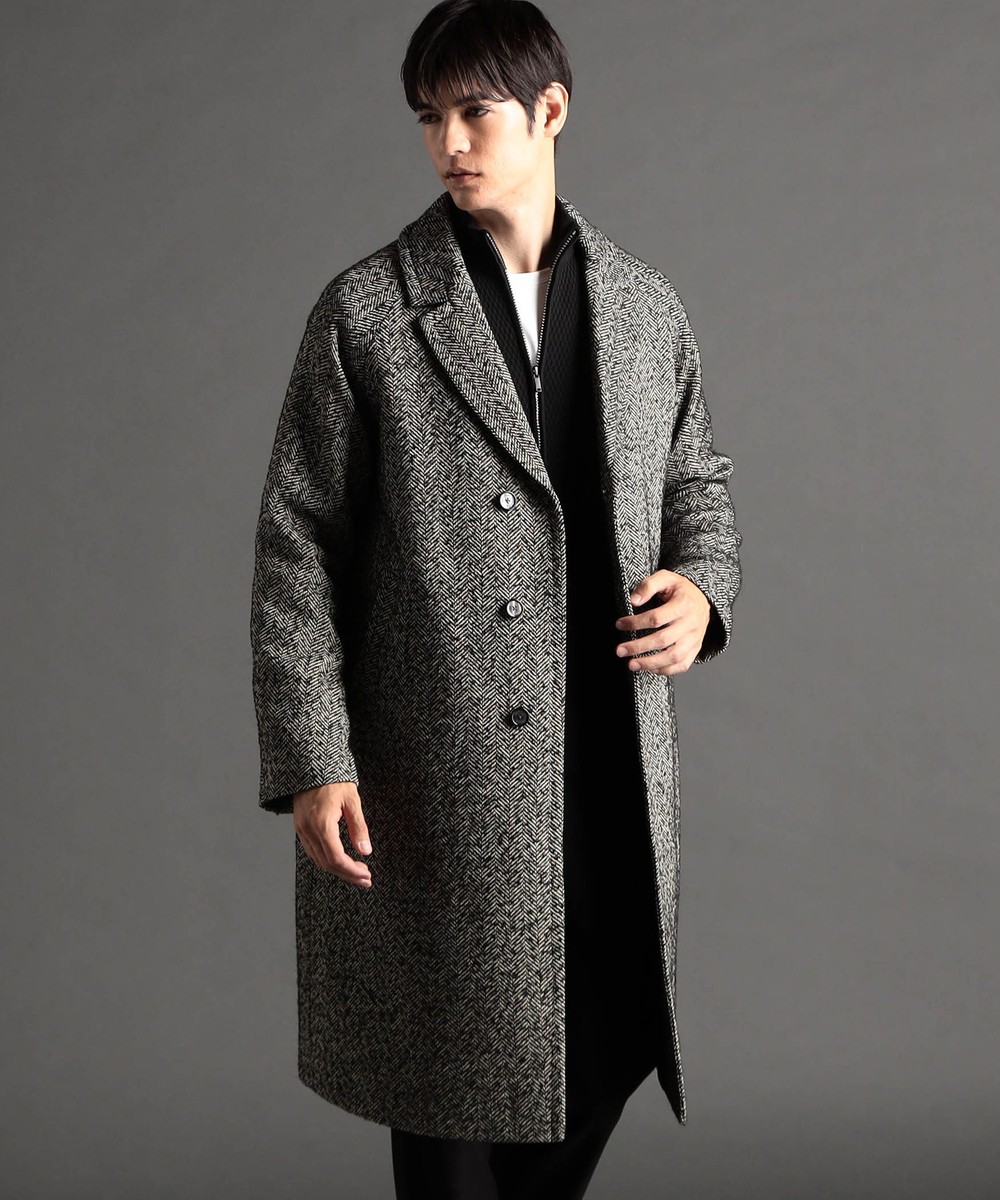 ウーリーヘリンボンツイード チェスターコート｜チェスターコート