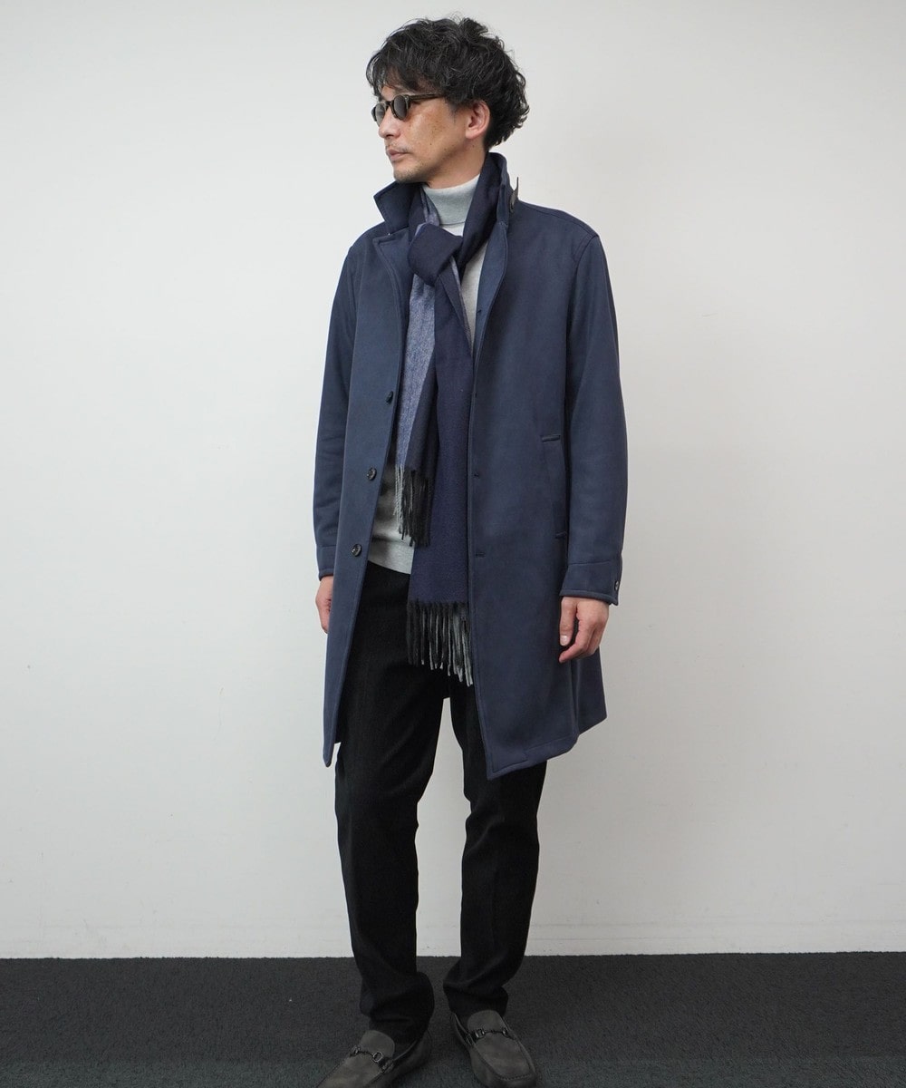 HIDEAWAYS BLACK】マイクロ起毛ポンチ スタンドコート｜その他コート