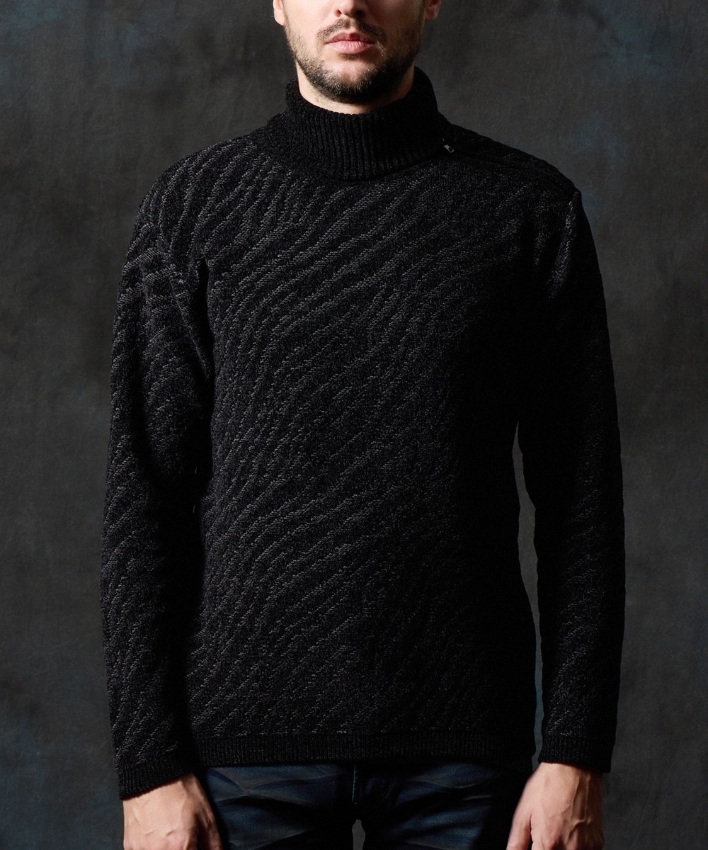 ゼブラ柄衿ファスナータートルネックニット｜プルオーバー｜ニコル公式