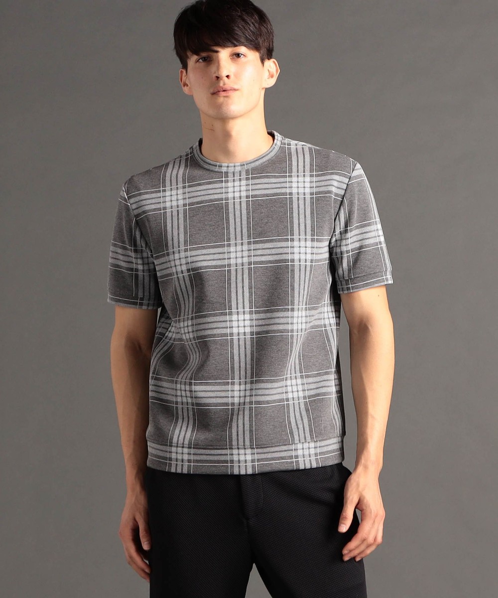 canal deux Luxe】チェック柄 ダンボールニットTシャツ｜半袖｜ニコル