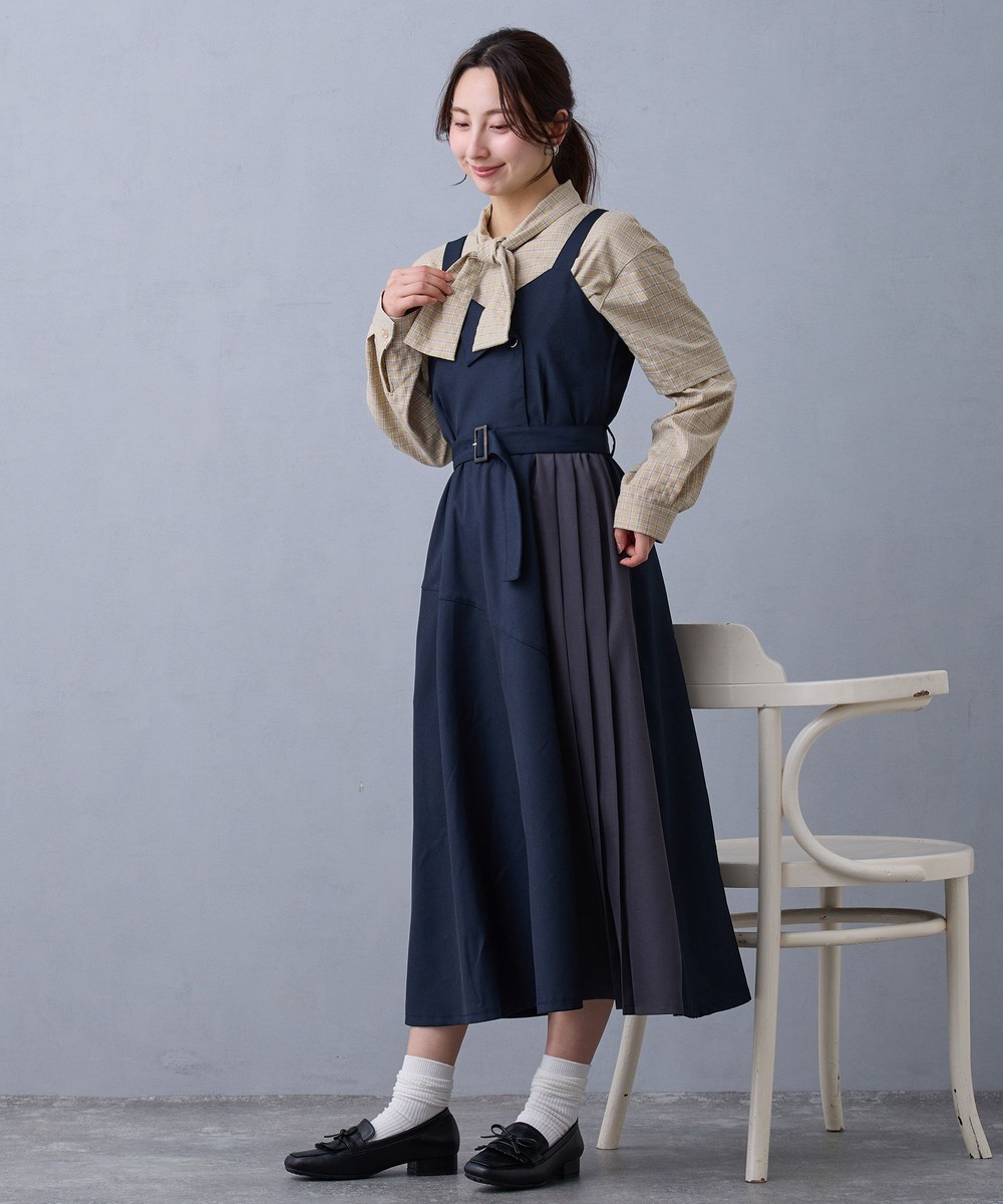 TIME SALE】【先行予約】バイカラージャンパースカート｜サロペット
