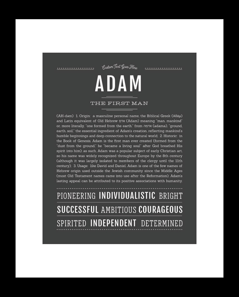 Adam Personalized Name Meaning Art Prints – Name Stories