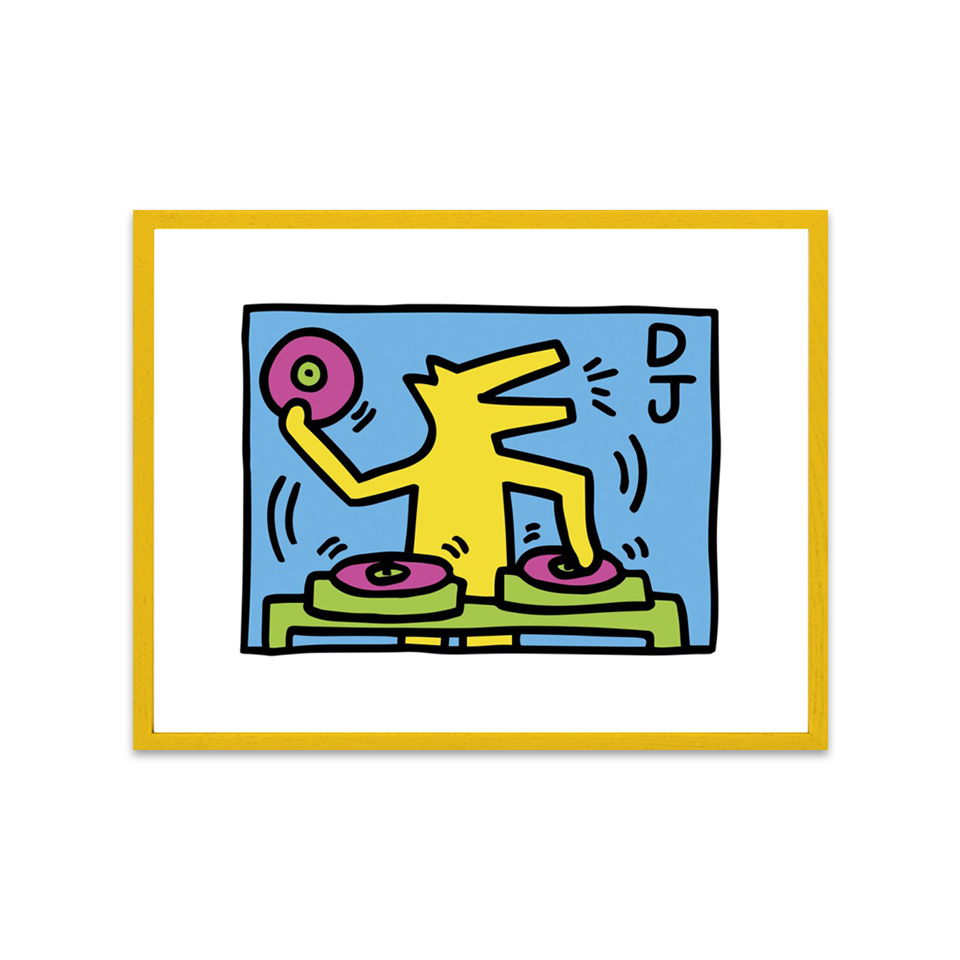 Keith Haring キース・ヘリング 額装ポスター Untitled (DJ), 1983
