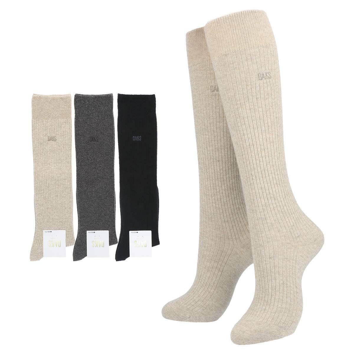 DAKS ウール混 履き口ゆったり ハイソックス 無地 レディース 日本製