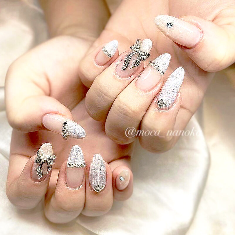 上品ツイードネイル | ネイルサロンmoca (モカ) ｜大阪