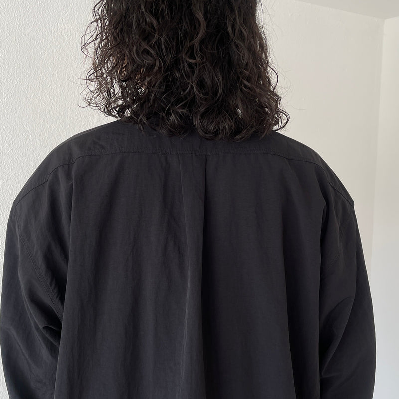 loose silhouette nylon shirt / black（ルーズシルエットナイロン