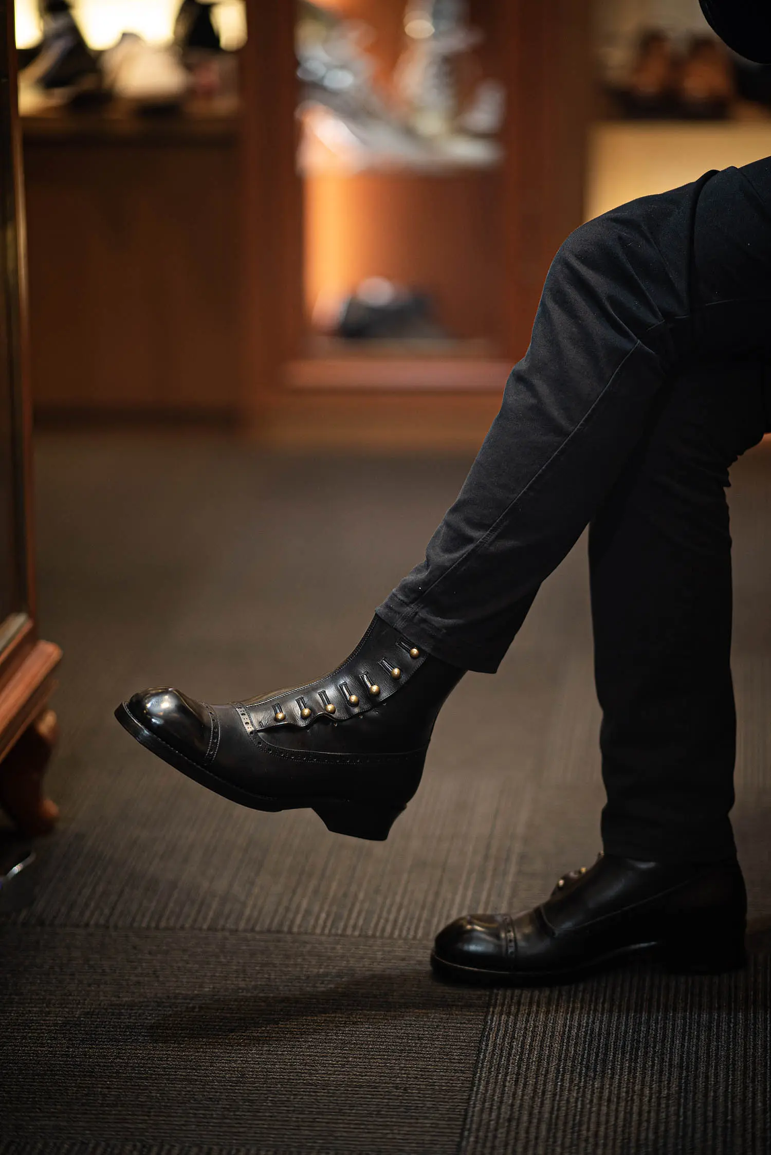 メンズボタンブーツ】 ショセ C-7039 ブラック