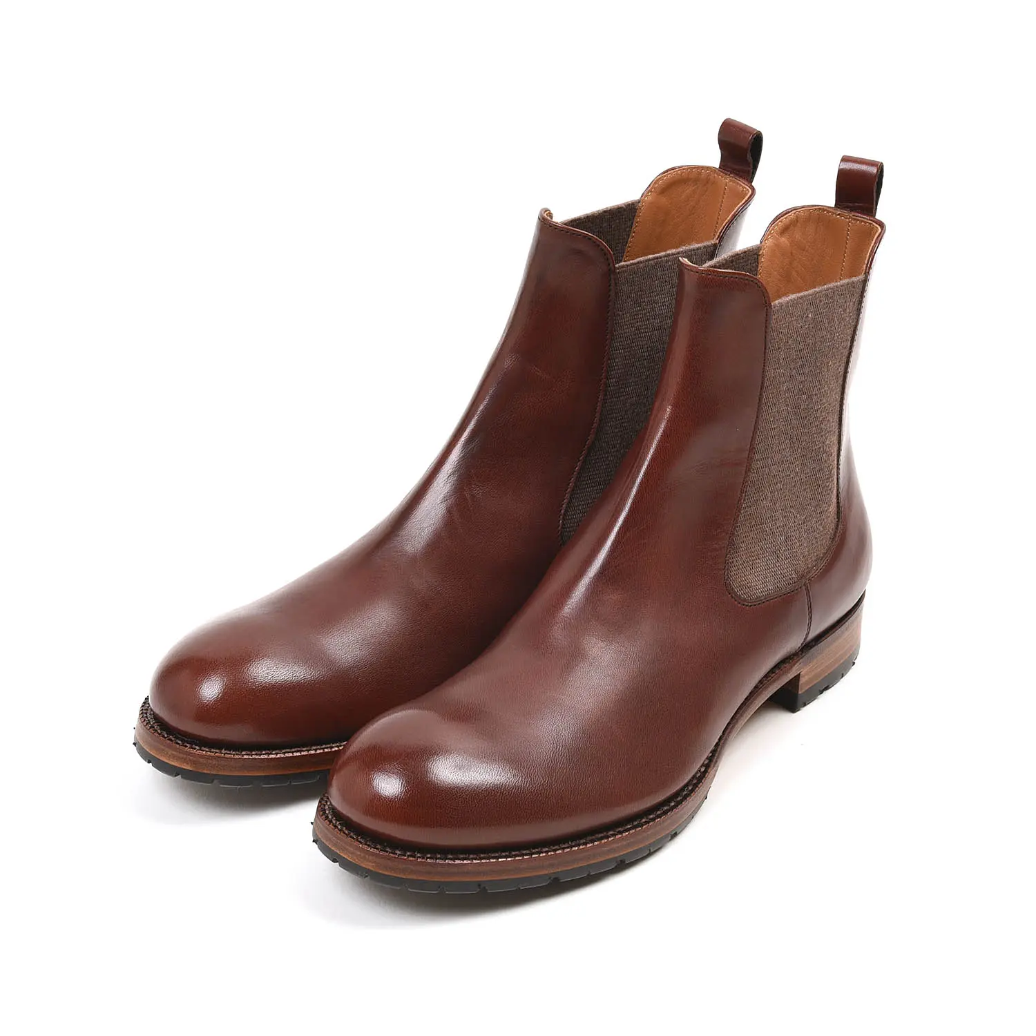 馬革のサイドゴアブーツ】ショセ C-7048HV ダークブラウン タンクソール