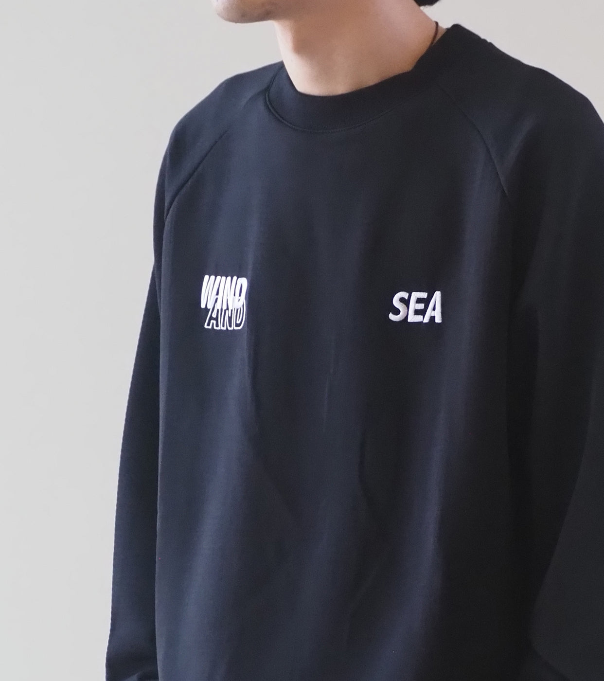 WIND AND SEA ウィンド エアテックス ラグラン クルーネック , Black