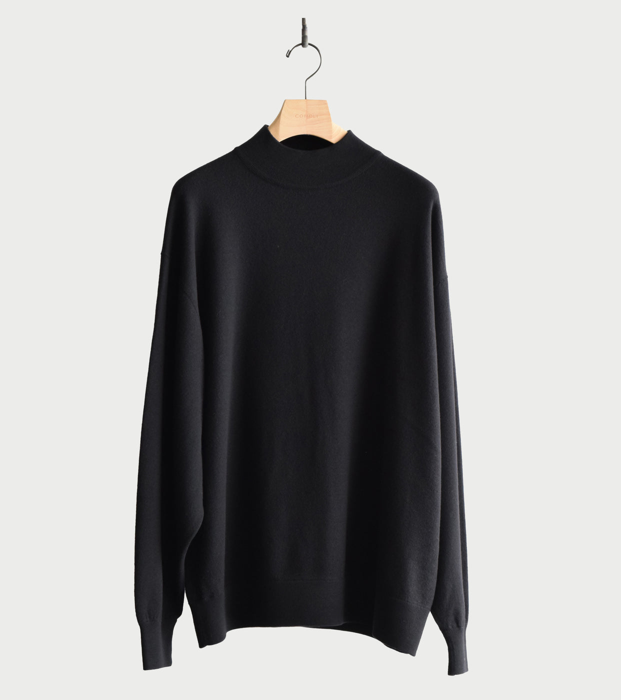 COMOLI Wool Mock Neck Knit , Black – Navyblue